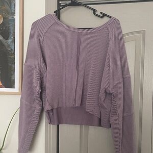 Altar’d State Ribbed Cropped Sweater in Dusty Lavender